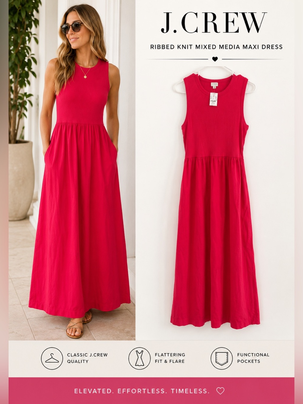 NWT J.Crew Drop-Waist Mixy Dress In Pink Size Medium